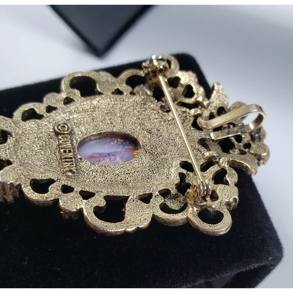 Vintage 1970's Sarah Conventry Contessa Faux Fire Opal Bracelet Brooch Clips Set - Picture 7 of 16
